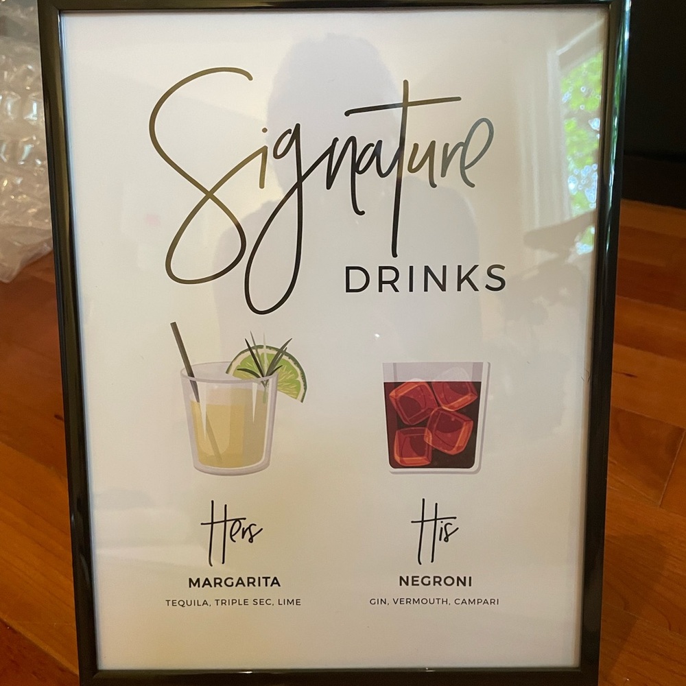 Signature drinks wedding sign